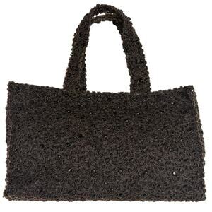 Vintage 90s Pierre Urbach Brown Beaded Evening Handbag Purse